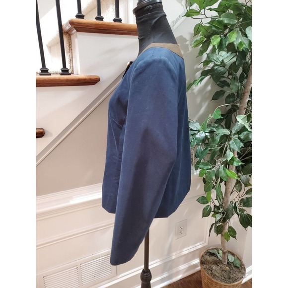 R.Q.T Women's Denim Blue Cotton Faux Leather Buttons Front Casual Jacket Size 10 - Picture 4 of 10